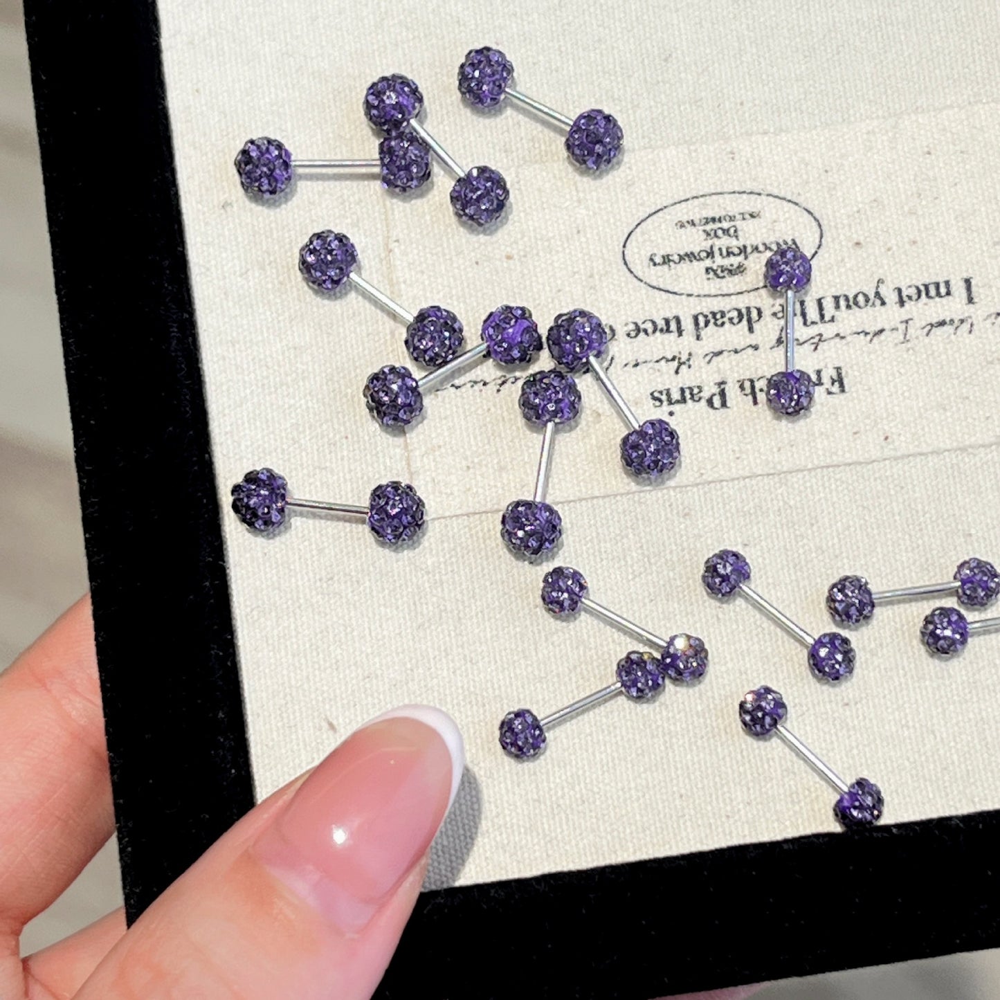 Women's Purple Full Diamond Spiral Clay Ball Light Luxury High-grade Rings
