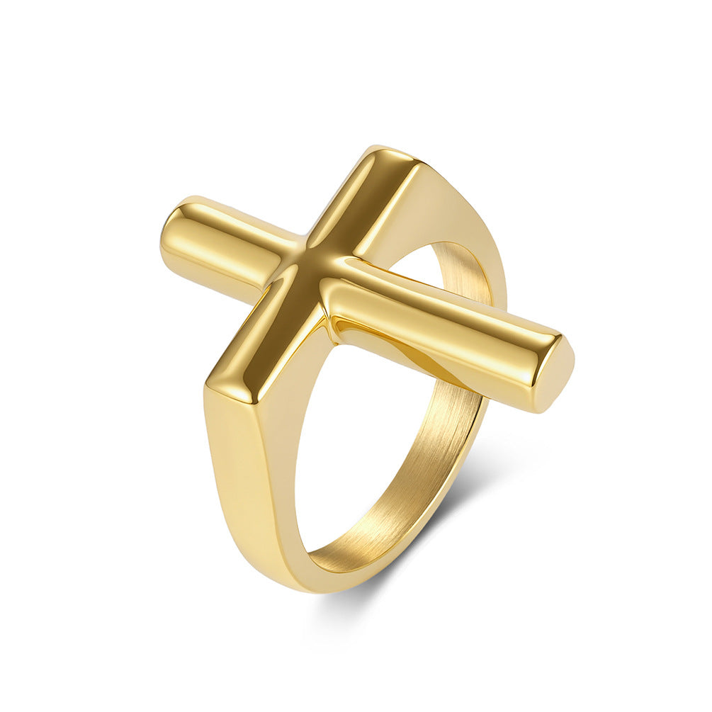Men's Titanium Steel Cross Design Stainless Forefinger Rings