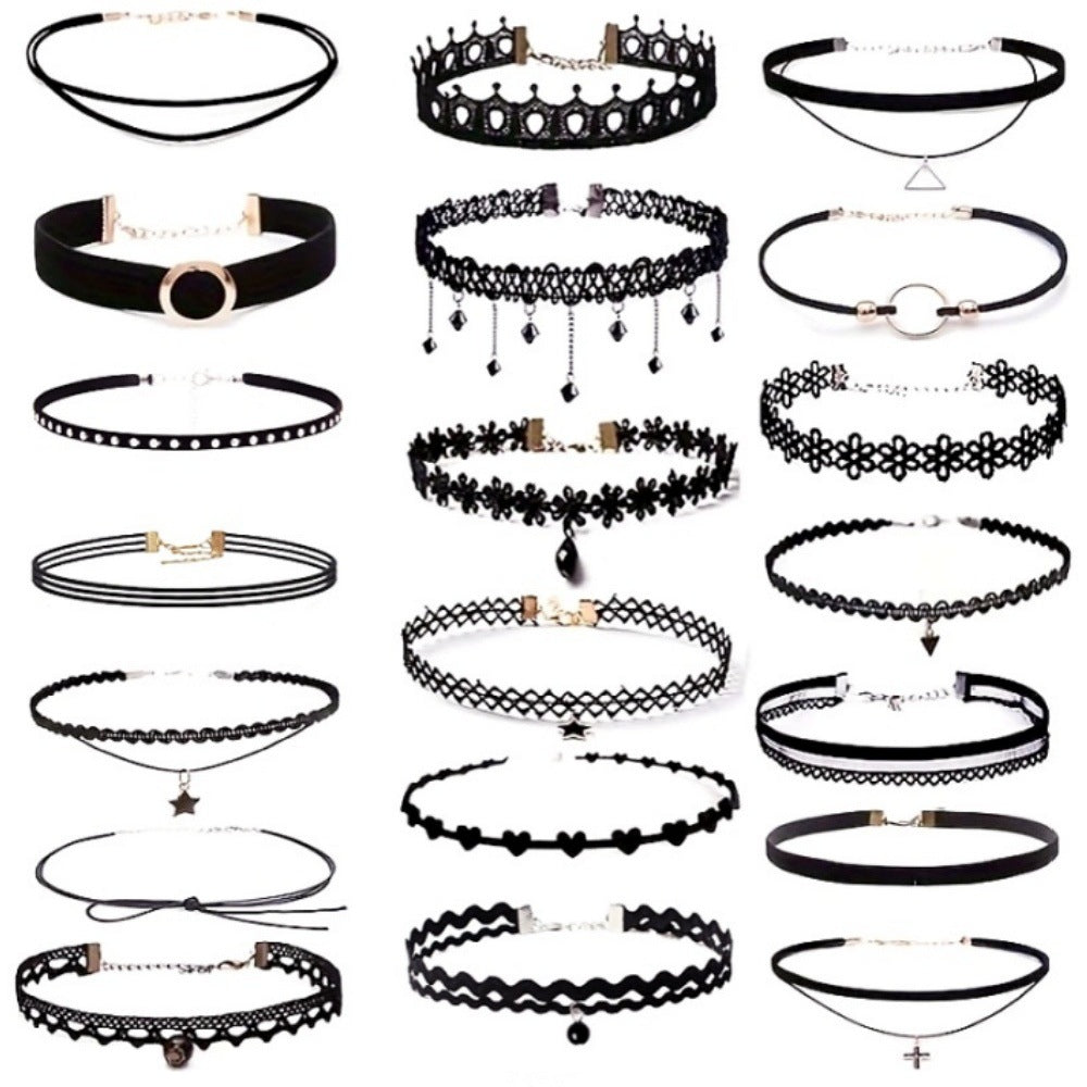 Women's Vintage Veet Band Lace Short Clavicle Chain Neck Punk Necklaces