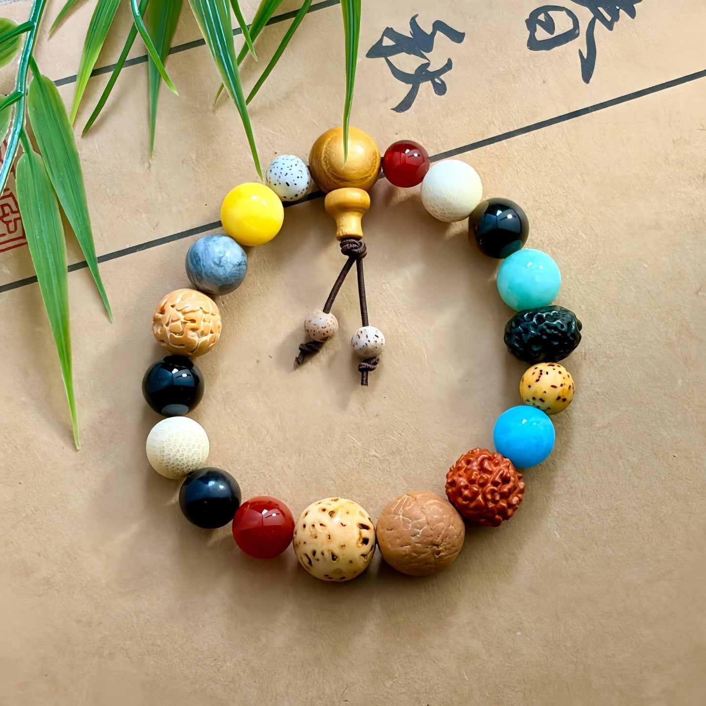 Women's & Men's Spot Seeds Multi Jewels Bodhi Prayer Bracelet