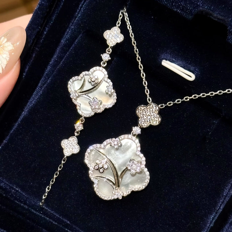 Women's Flower Fritillary Zircon Ear Light Luxury Minority High Sense Earrings