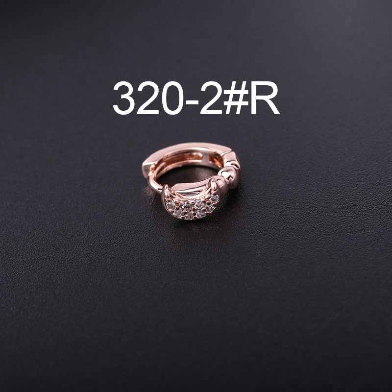 Korean Style Fashion Mini Zircon Small Piercing Star Moon Asymmetric Stud Earrings