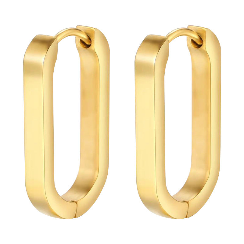 Women's Gold U-shaped Korean Style Geometric Titanium Earrings