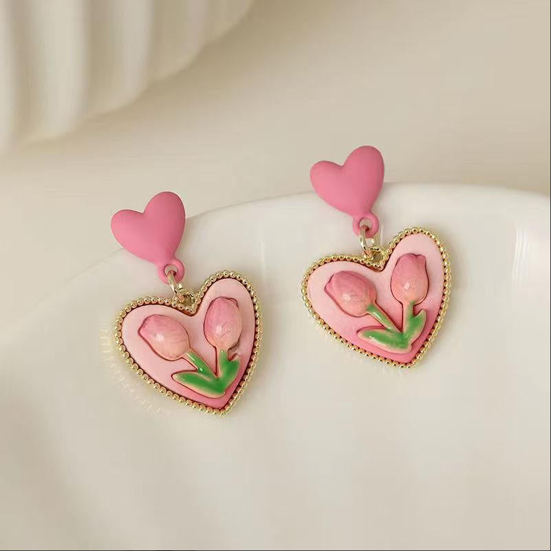 Women's Wine Red Retro Style Ear Clip Without Pierced Elegant Earrings