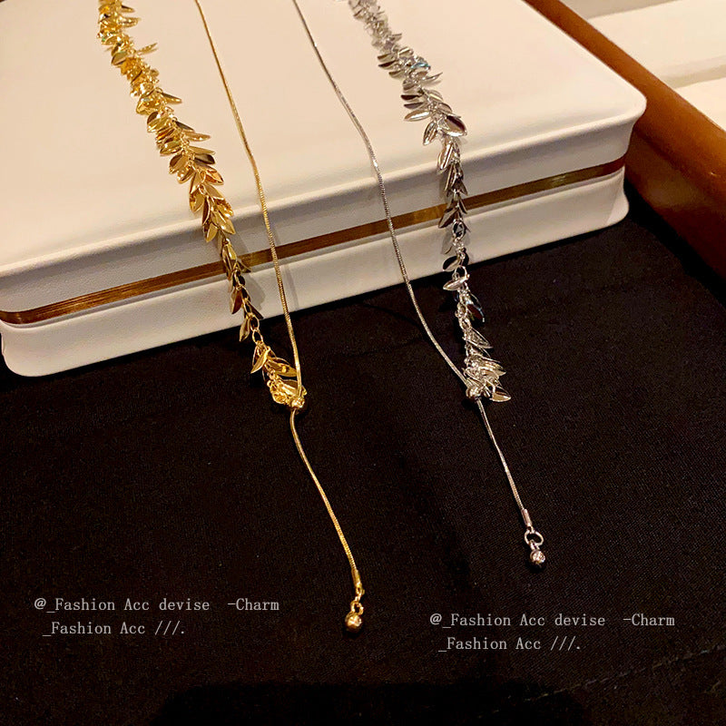 Women's Wheat Sequined Tassel Simple Cold Style Fashion Short High Necklaces