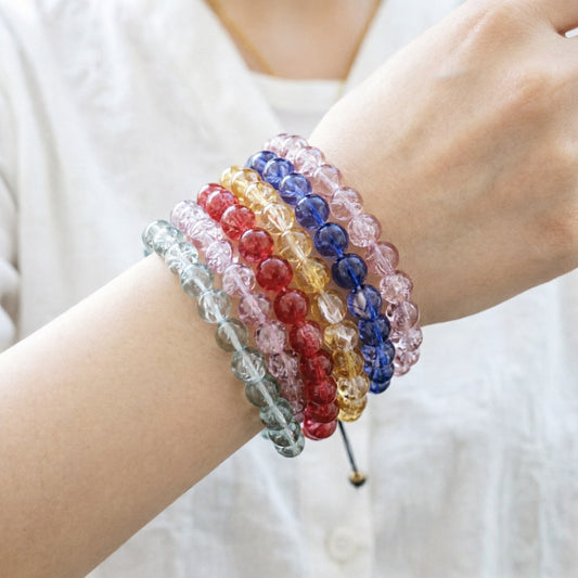 Female Two-color Transparent Micro Glass Bead Jade Broken Glazed Live Bracelet