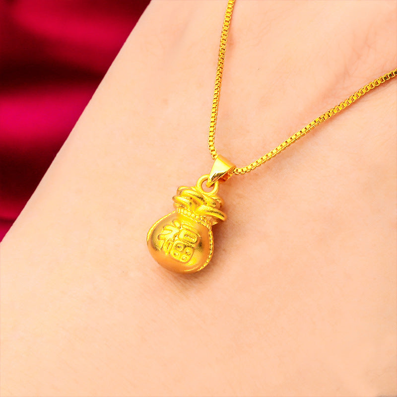 Women's Vietnam Placer Gold Lucky Bag Coin Necklace
