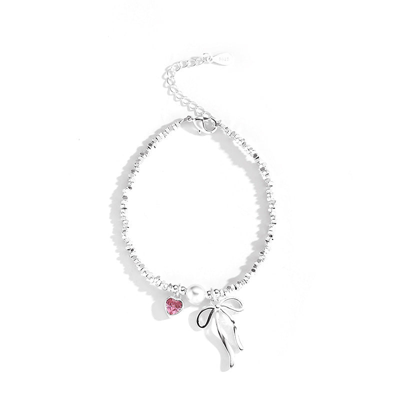 Design Small Pieces Of Sier Bow Heart Sweet Personality Graceful Bracelets