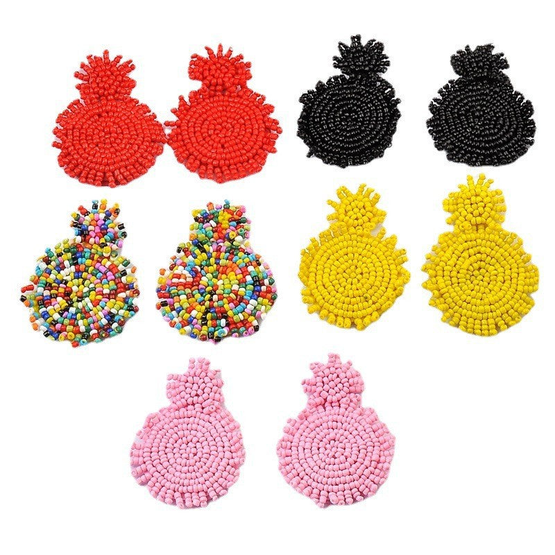 Fashion Bead Hand-woven Seaside Holiday Popular Stud Earrings