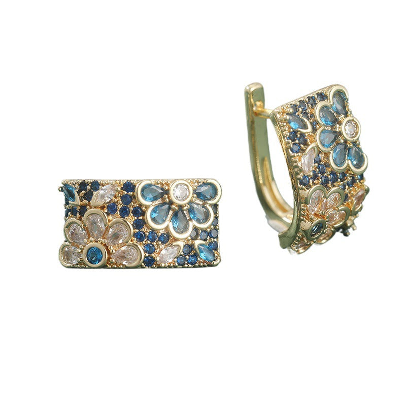 Copper Light Luxury Temperament Leaves Flower Earrings