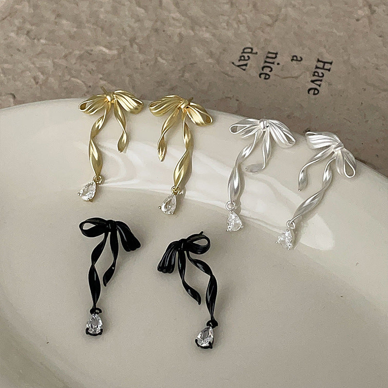 Bow Female Sweet Cute Gentle Temperament Earrings