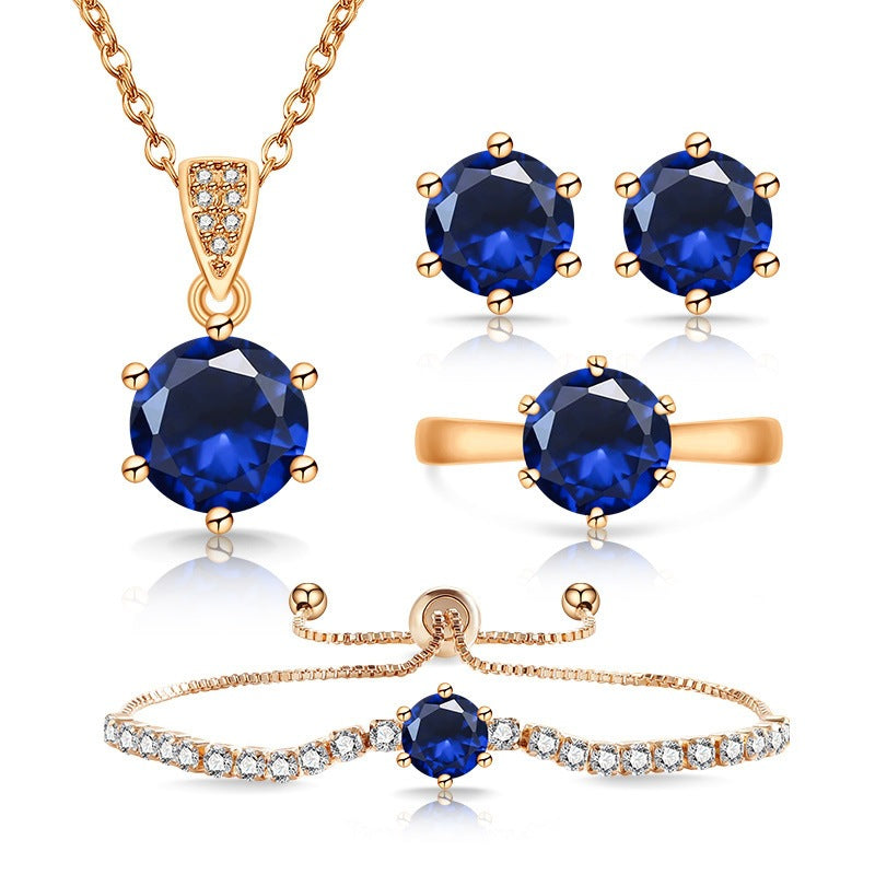 Super Flash Classic Colored Gems Pcs Jewelry Set