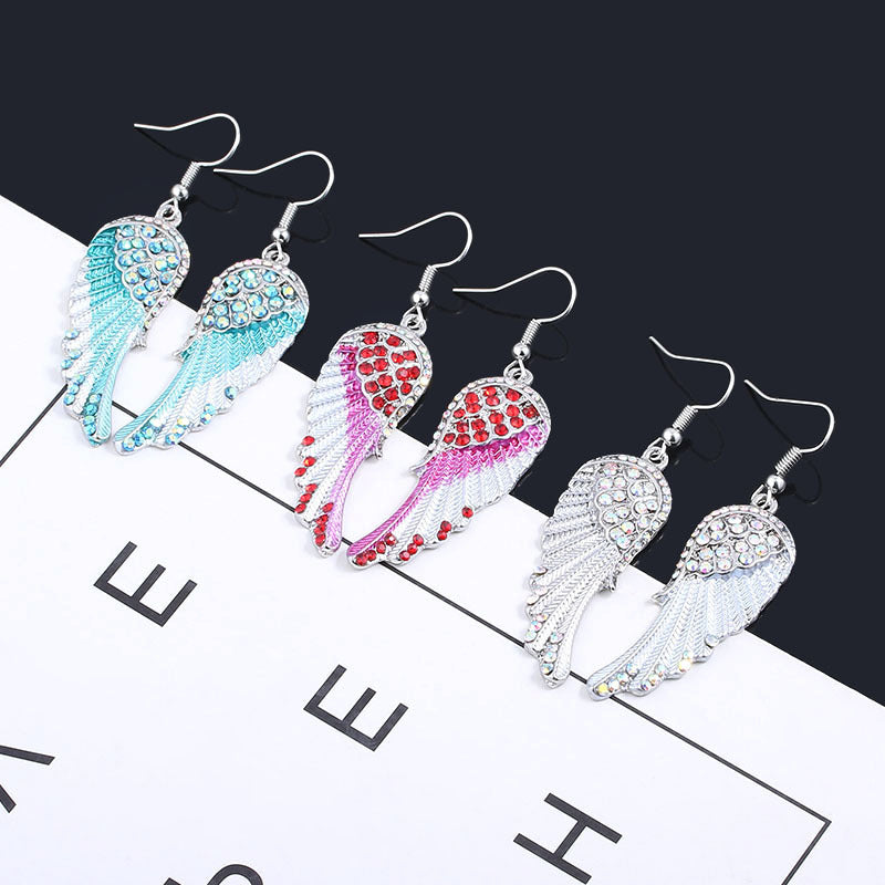 Fashion Angel Wings Three Colors Eardrop Earrings