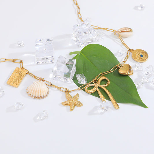 Trendy Starfish Scallop Bow Heart Advanced Necklaces