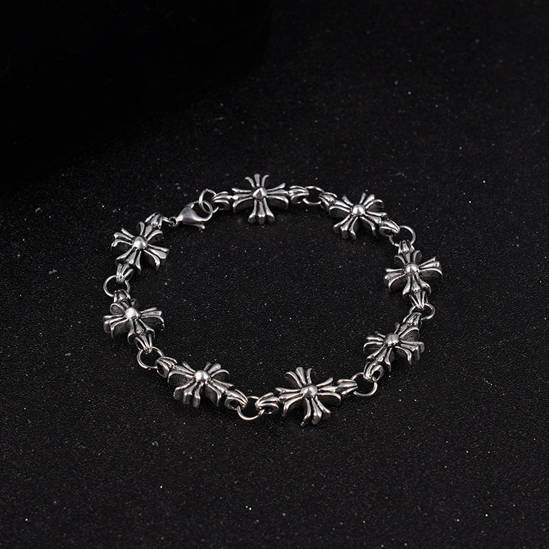 Cross Retro Distressed Sier Plated Copper High-grade Bracelets