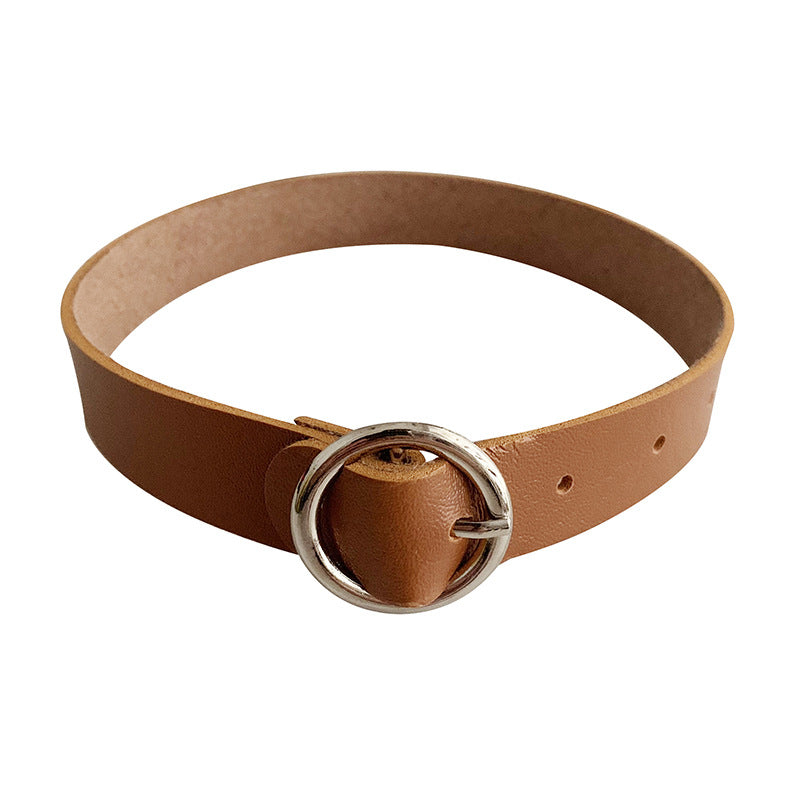 Leather Round Gothic Simple Neck Band Collar