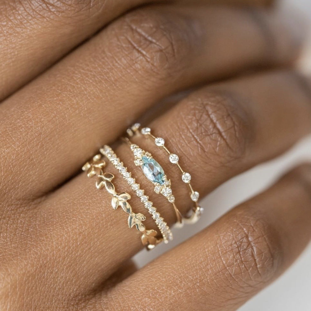 Comfortable Charming Women's Golden Fashion Three-piece Rings