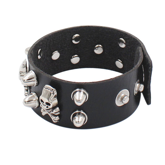 Leather Domineering Personalized Skull Rivet Punk Bracelets