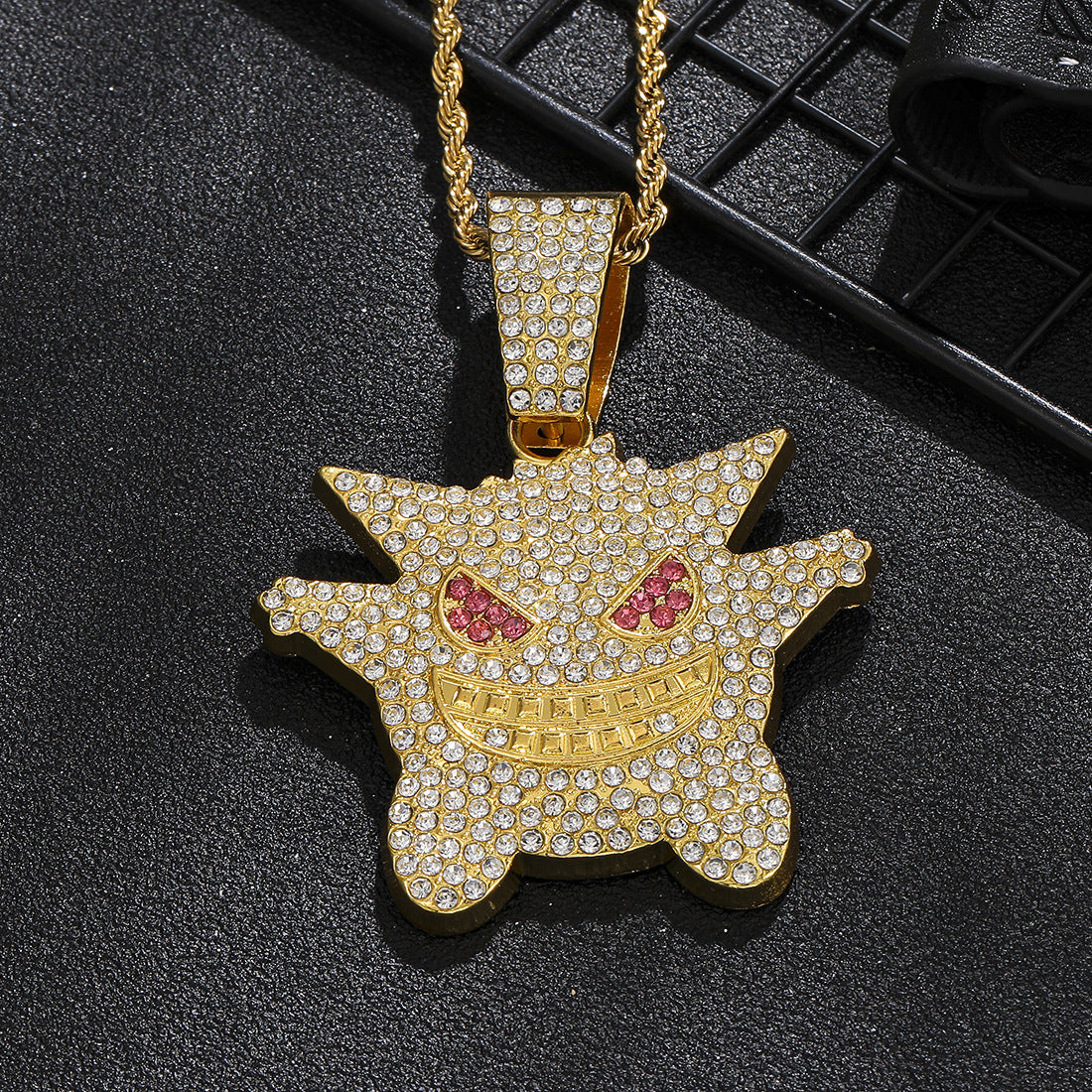 Personalized Cartoon Anime Diamond Hip Hop Trendy Little Monster Necklaces