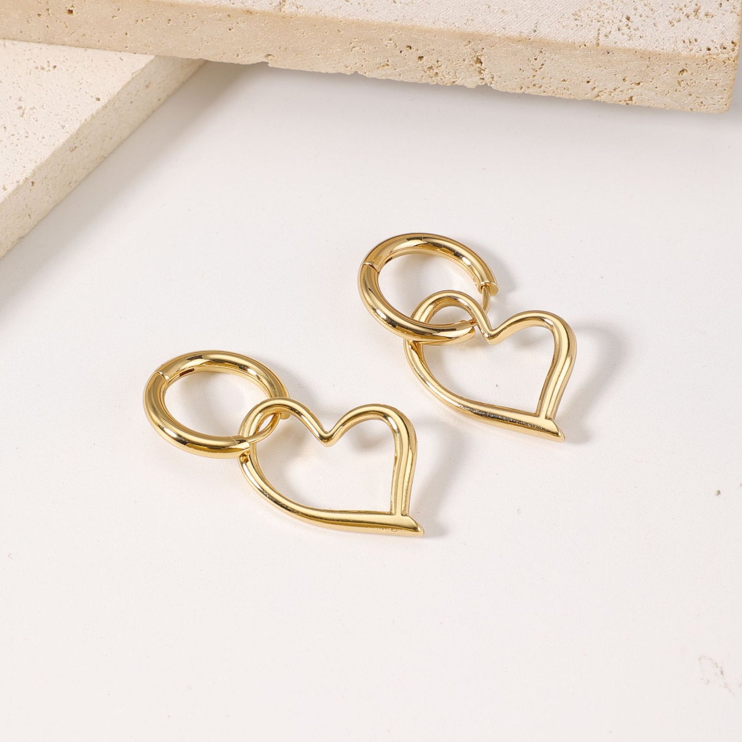 Women's Fashionable Stainless Steel Love Heart Flowers Eardrops Stud Earrings