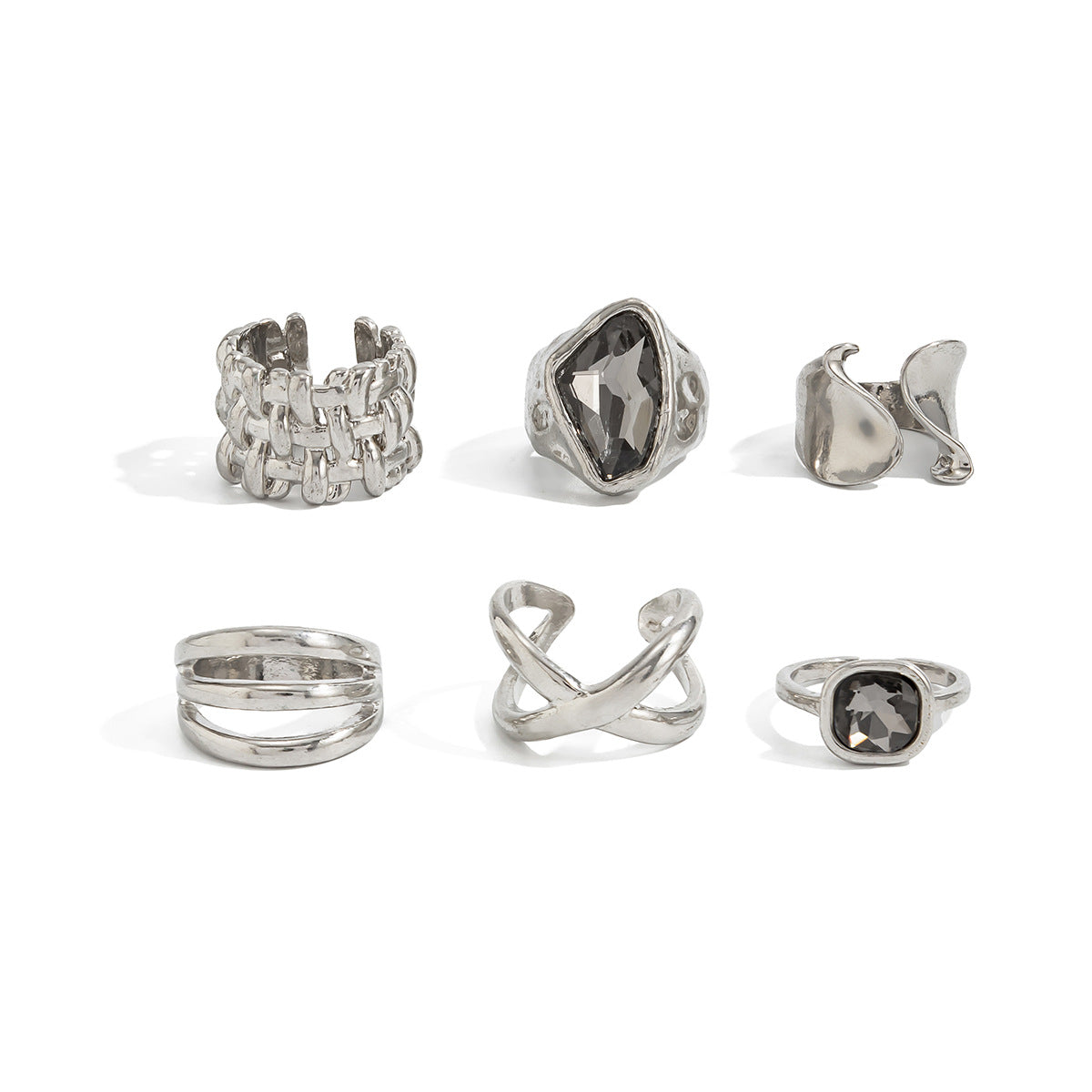 Luxury Style Niche Acrylic Black Diamond Rings