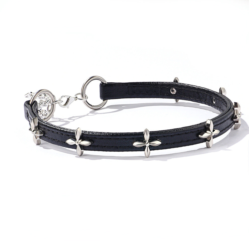 Cross Leather Female Stylish Clavicle Design Sense Temperament Collar