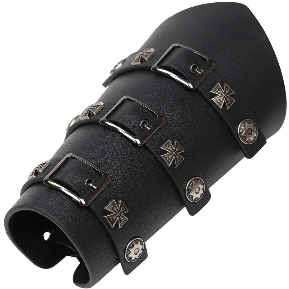 Exaggerated Personalized Leather Punk Cycling Arm Guard Medieval Knight Bracelet