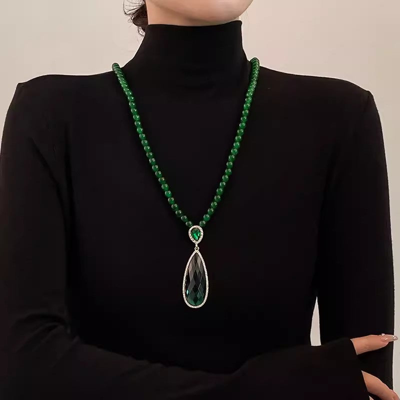 Women's Agate Sweater Chain Generous Upscale Long National Necklaces