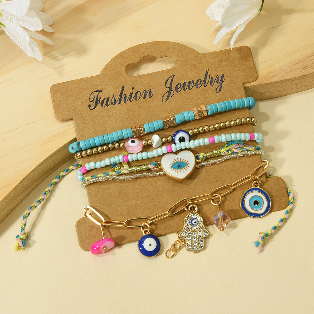 Turquoise Beads Devil's Eye Hand-woven Batch Bracelets