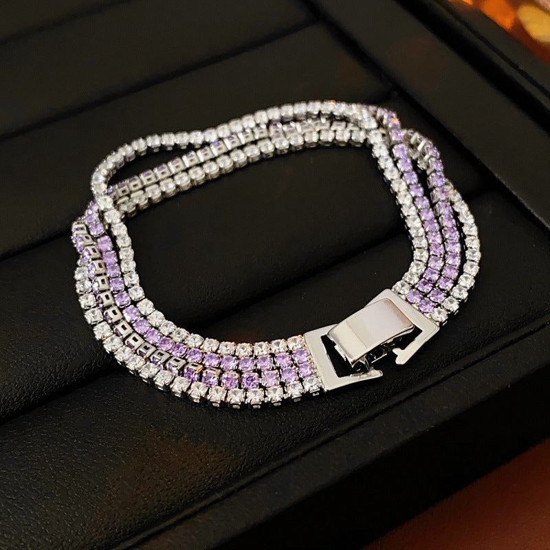 Women's Korean Geometric Round Zircon Light Luxury High-grade Stylish Simple Bracelets