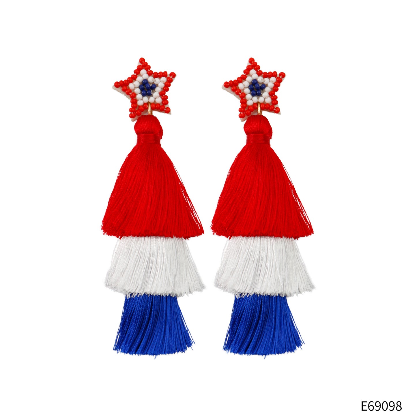 Women's Vintage Flag Ethnic Style Hand-woven Finished Red Blue Earrings