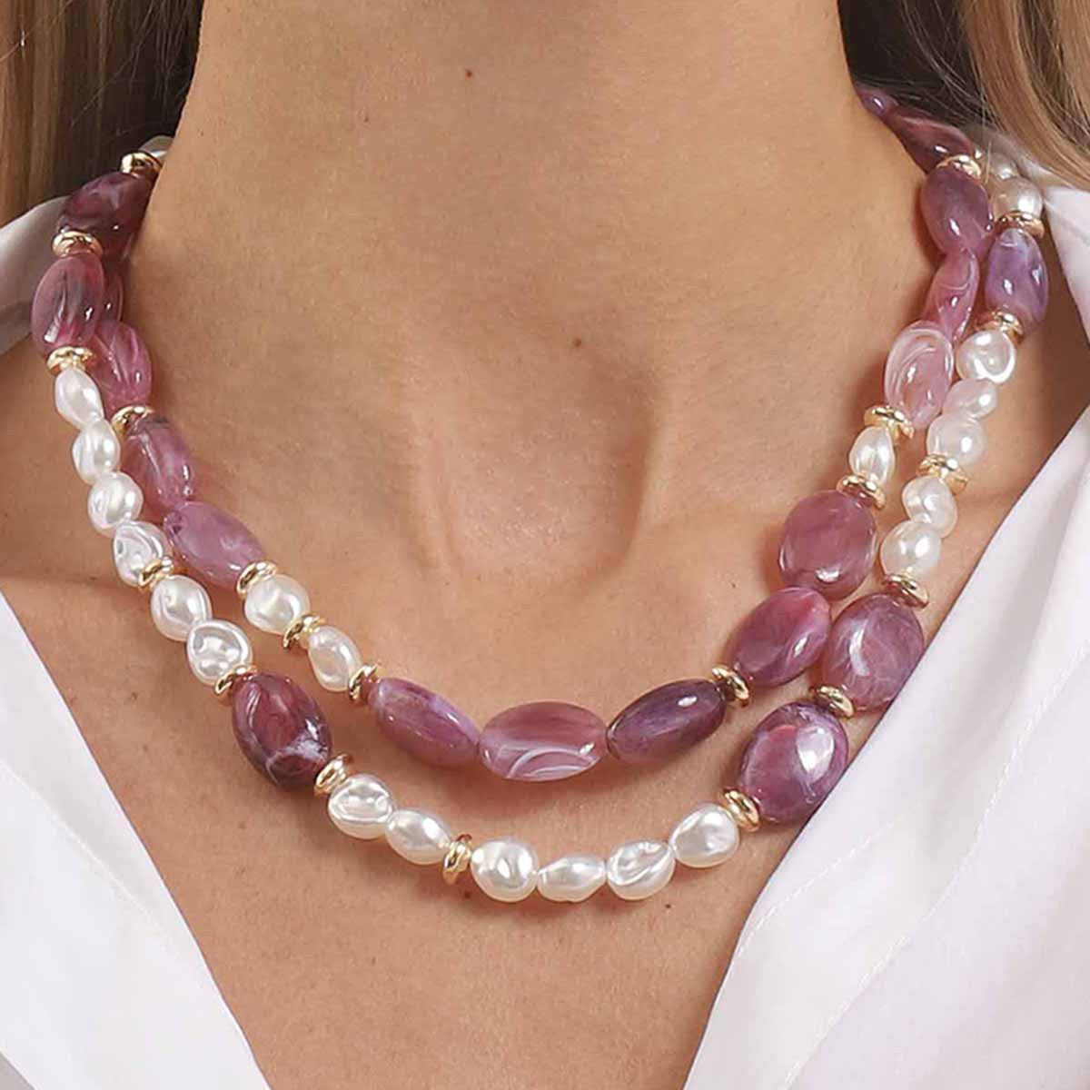 Niche Color Resin Handmade Beaded Temperament Entry Necklace