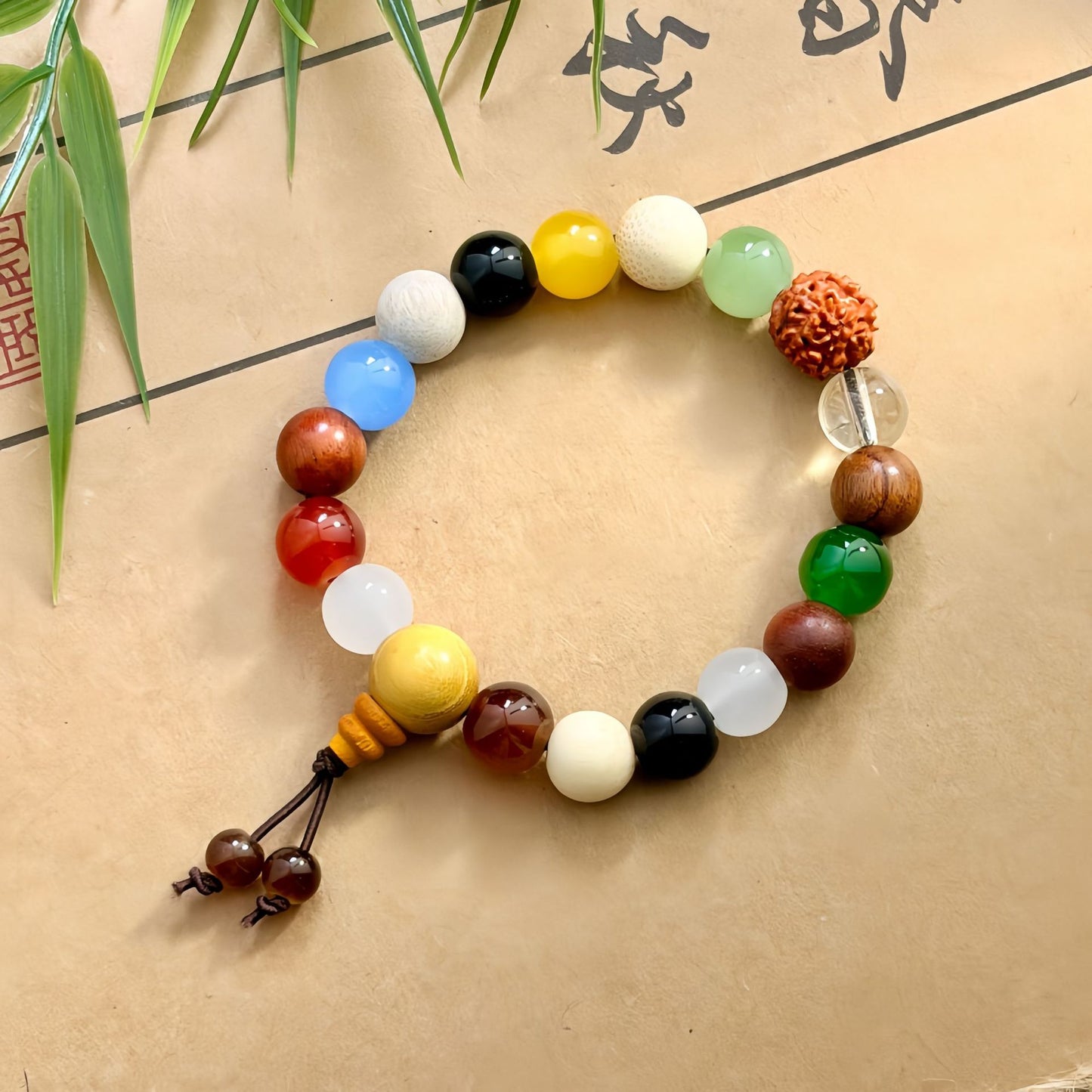 Women's & Men's Spot Seeds Multi Jewels Bodhi Prayer Bracelet