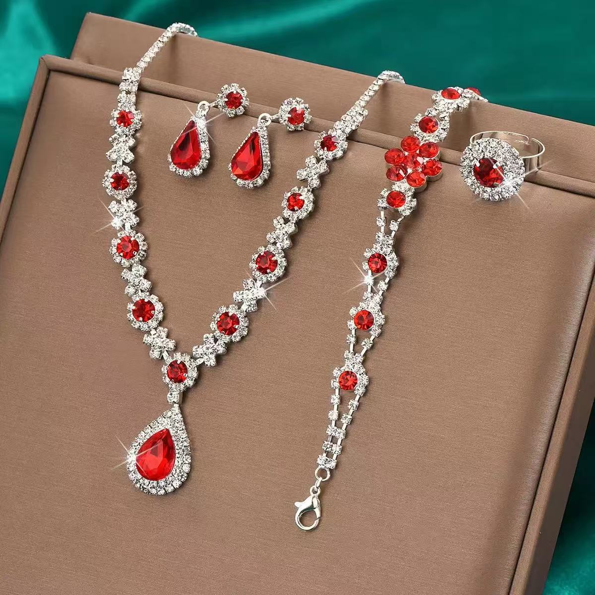 Fashion Simple Rhinestone Two-piece Bridal Wedding Jewelry Set