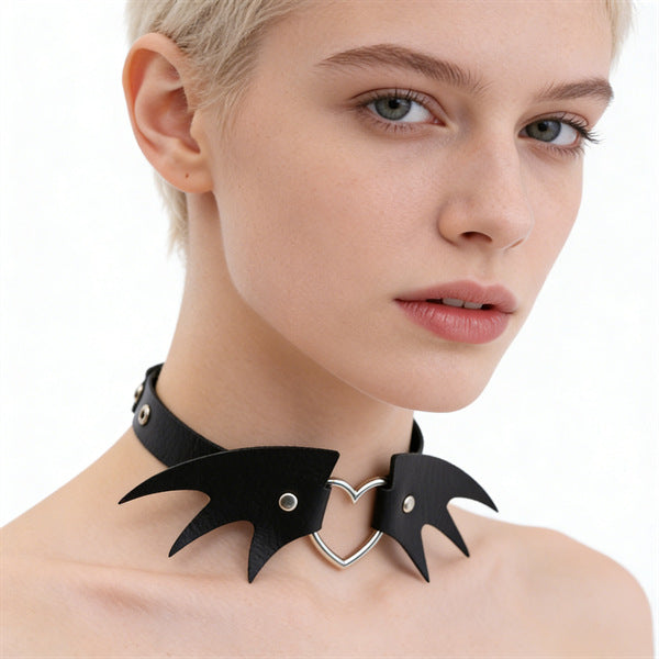 Leather Female Black Spike Punk Gothic Collar