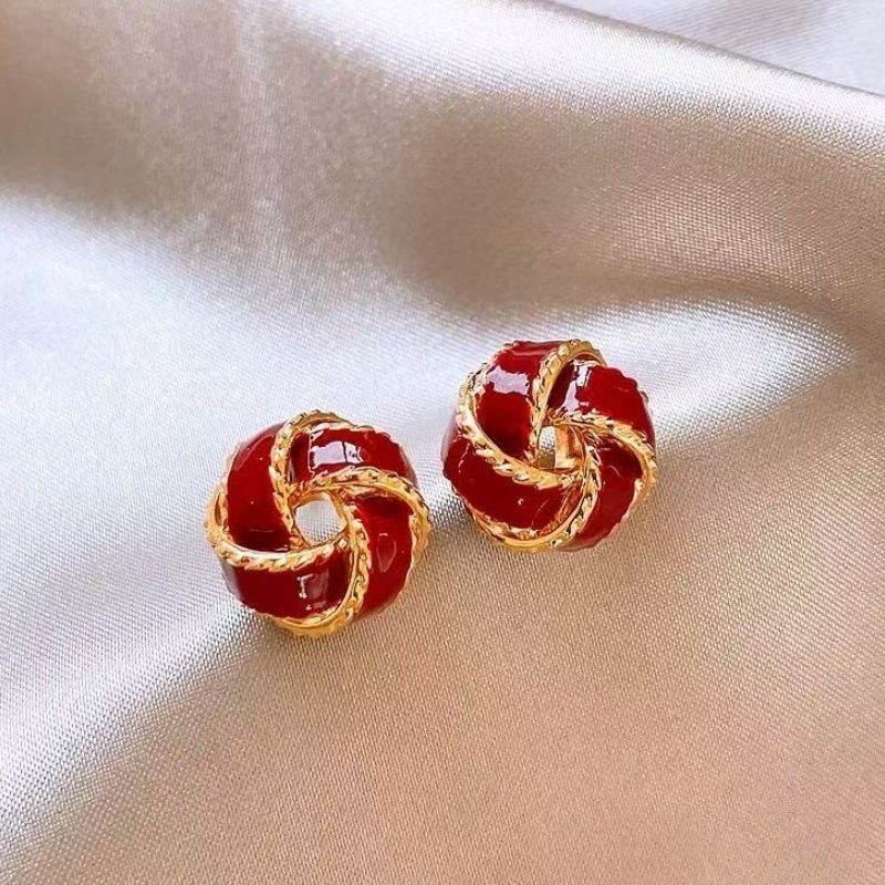 Women's Elegant Color Drip Glazed Twist Light Stud Earrings