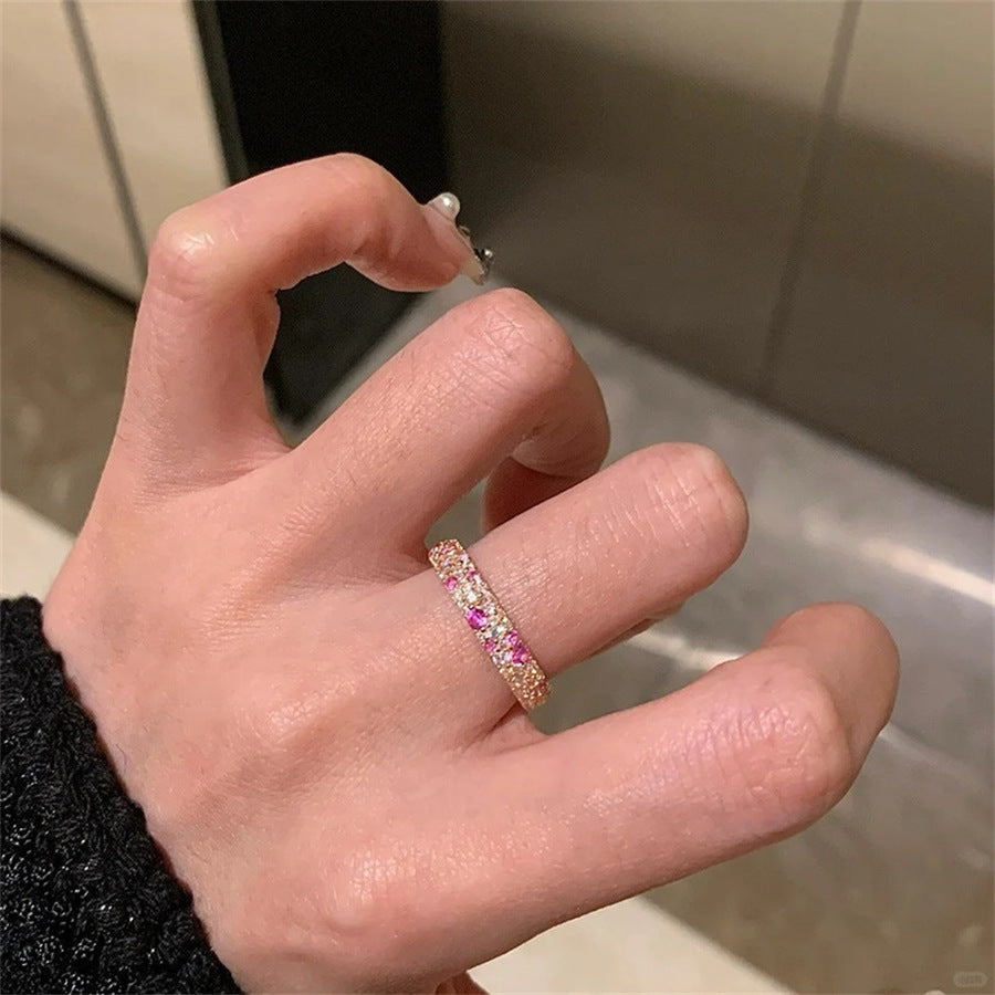 Style Exquisite Pink Diamond Full Female Light Rings