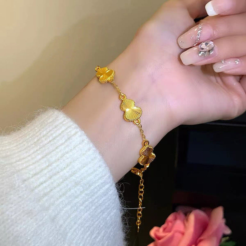 Women's Exquisite Sterling Sier Snake Bones Chain Ball Stitching Asymmetric Light Bracelet