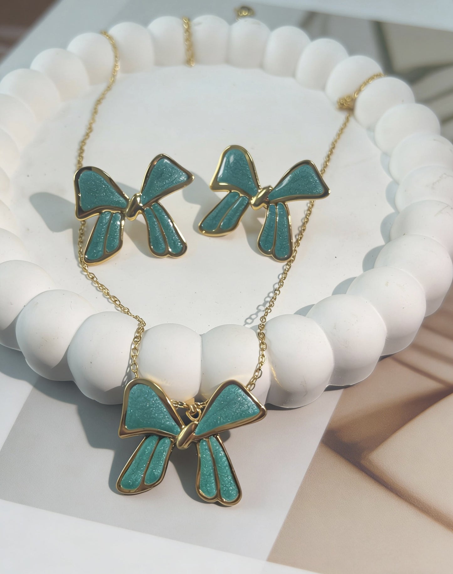 Flower Water Drops Glaze Personality Stainless Jewelry Set
