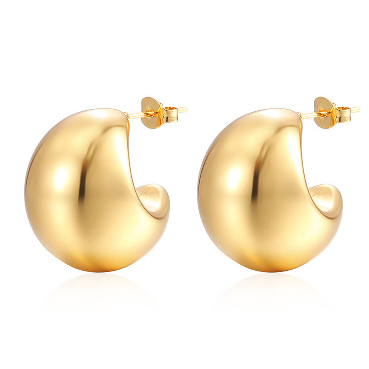 Titanium Steel Hollow Furnace Real Gold Stainless Multiple Glossy Earrings