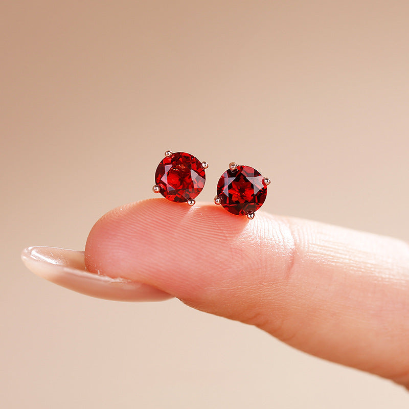 Simple Classic Red Crystal Light Luxury Pigeon Stud Earrings