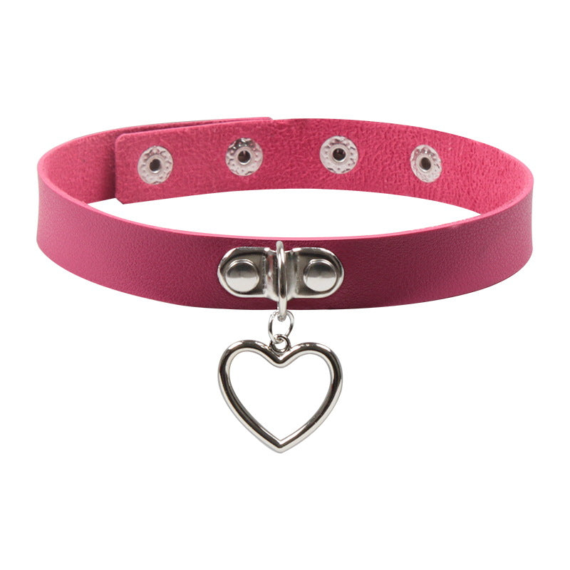 Soft Leather Love Heart Shaped Female Neckband Clavicle Necklaces