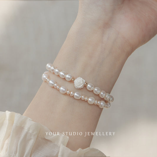 Pearl Female Design Strong Light Bells Of Ireland Elastic String Bracelets