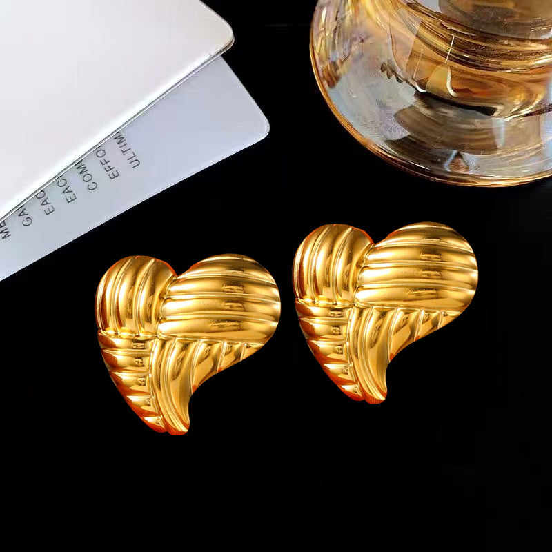 Women's Vintage Gold Stainless Steel Fashion Metal Earrings