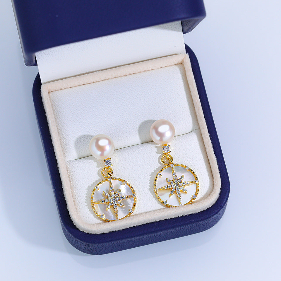 Freshwater Pearl Ear Sier Needle Light Luxury High-grade Fritillary Earrings