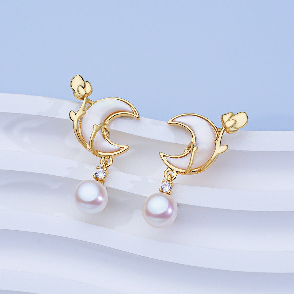 Freshwater Pearl Ear Sier Needle Light Luxury High-grade Fritillary Earrings
