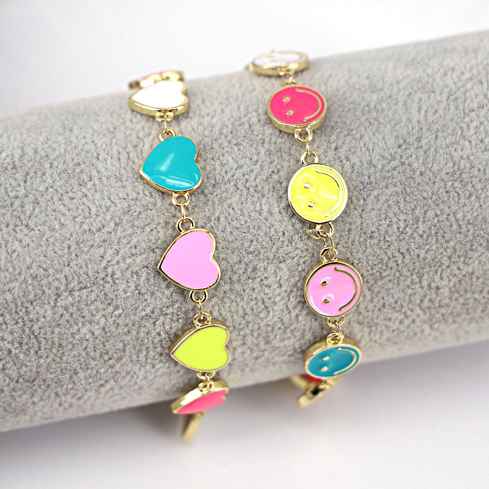 Women's Colorful Smiley Design Simple Bohemian Heart-shaped Couple Bracelet