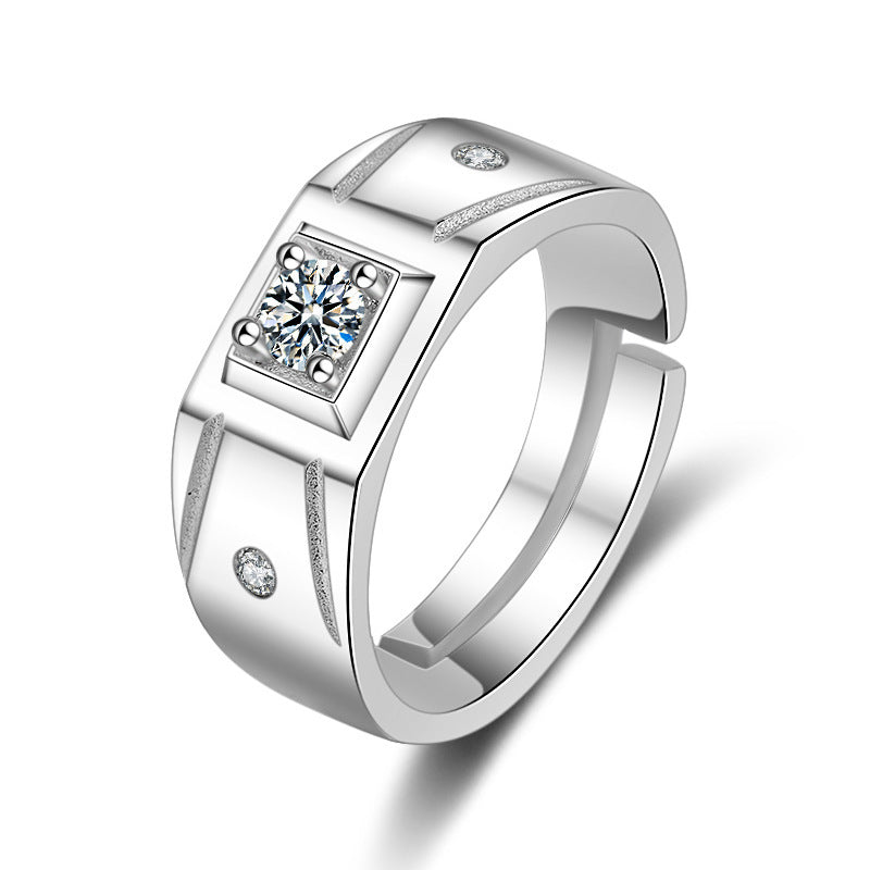 Men's Diamond Single Simulation Karat Wedding Classic Temperament Ring
