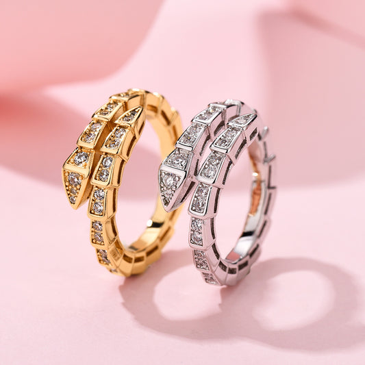 Diamond Snake Female Light Luxury Temperament Rings