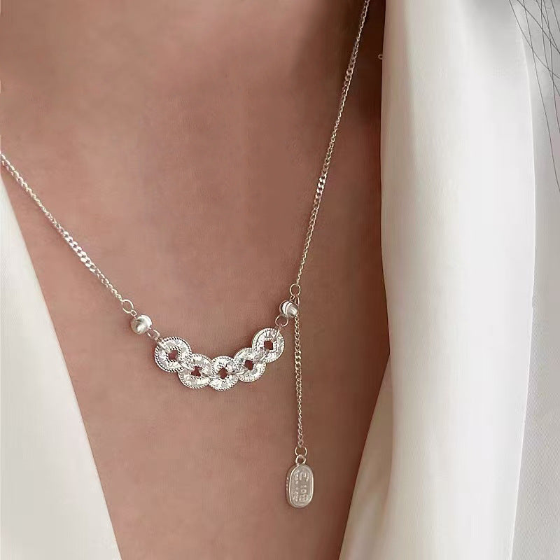 Women's Sier Lucky Beads Bowknot Clavicle Chain Light Luxury Minority High-grade Necklace